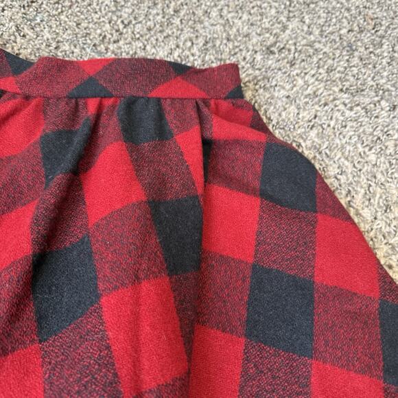 Vtg Halston Wool Midi Skirt Sz 4 Red Tartan Plaid Scotch A Line Pleated New - Picture 4 of 7